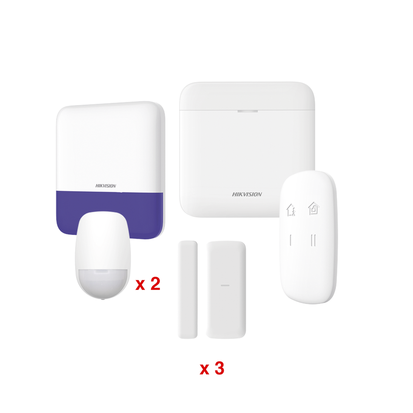 DS-PWA48-KV2|(AX PRO) KIT de Alarma AX PRO / Incluye: 1 Hub con batería de respaldo / 2 Sensores PIR / 3 Contactos Magnéticos mini / 1 Control Remoto / 1 Sirena Inalambrica Exterior / WiFi / Compatible con Hik-Connect P2P