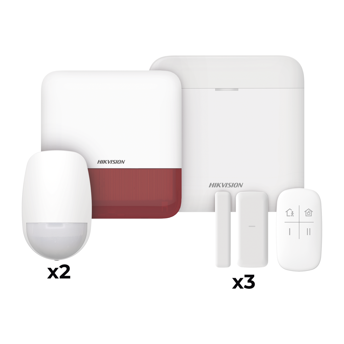 DS-PWA48-KV2(R)|(AX PRO) KIT de Alarma AXP RO / Incluye: 1 Hub con bateria de respaldo / 2 Sensores PIR / 3 Contactos Magn?®ticos mini / 1 Control Remoto / 1 Sirena Inalambrica Exterior color rojo  / WiFi / Compatible con Hik-Connect P2P