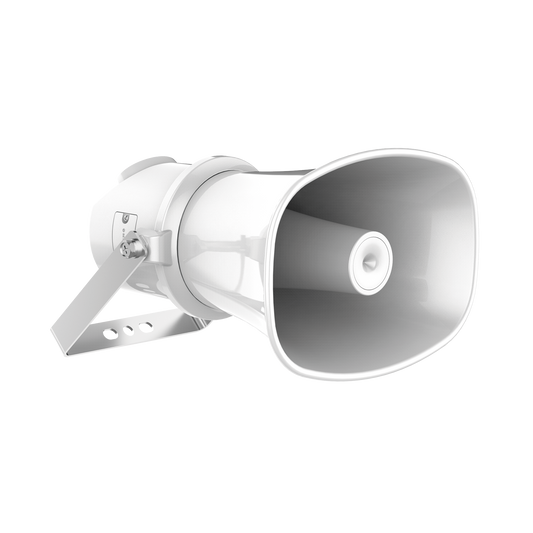 DS-QAZ1307G1T-E|Altavoz IP Tipo Trompeta / 7 Watts / PoE+ / Integración con Hik-Central Professional / Reproducción de Audio vía Red / IP67 / Salida de 12 VCD / Metal