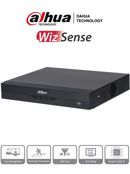 DAHUA XVR5116HS-I3 - DVR 16 Canales 5 Megapixeles Lite/ WizSense/ H.265+/ 16 Ch HDCVI +8 IP/ Hasta 24 Canales IP/ 2 Canales de Reconocimiento Facial/ SMD Plus/ Protecci??n Perimetral/ 1 Sata/ Soporta CVI/AHD/TVI/ CVBS e IP/ IoT&POS/