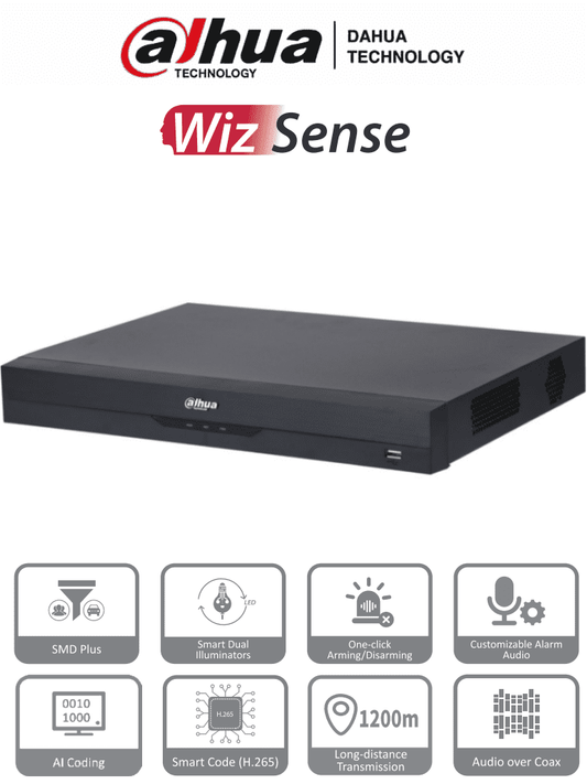 DAHUA XVR4232AN-I - DVR de 32 Canales de 1080p Lite/ WizSense/ H.265+/ Codificaci??n IA/ 2 Bah?¡as de Discos Duros/ 16 Canales con SMD Plus/ Busqueda Inteligente (Humanos y Vehiculos)/ Salidas de Video, HDMI & VGA