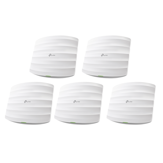 EAP245-KIT-5|Kit de 5 Puntos de Accesso Omada doble banda 802.11ac, MU-MIMO, PoE af y PoE Pasivo, soporta hasta 100 clientes, hasta 1350 Mbps.