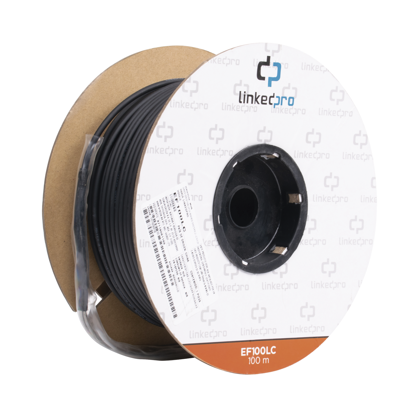 EF-100-LC|Carrete de Fibra Óptica Monomodo con conectores LC-LC Duplex, Reforzada con Kevlar, de 100 metros