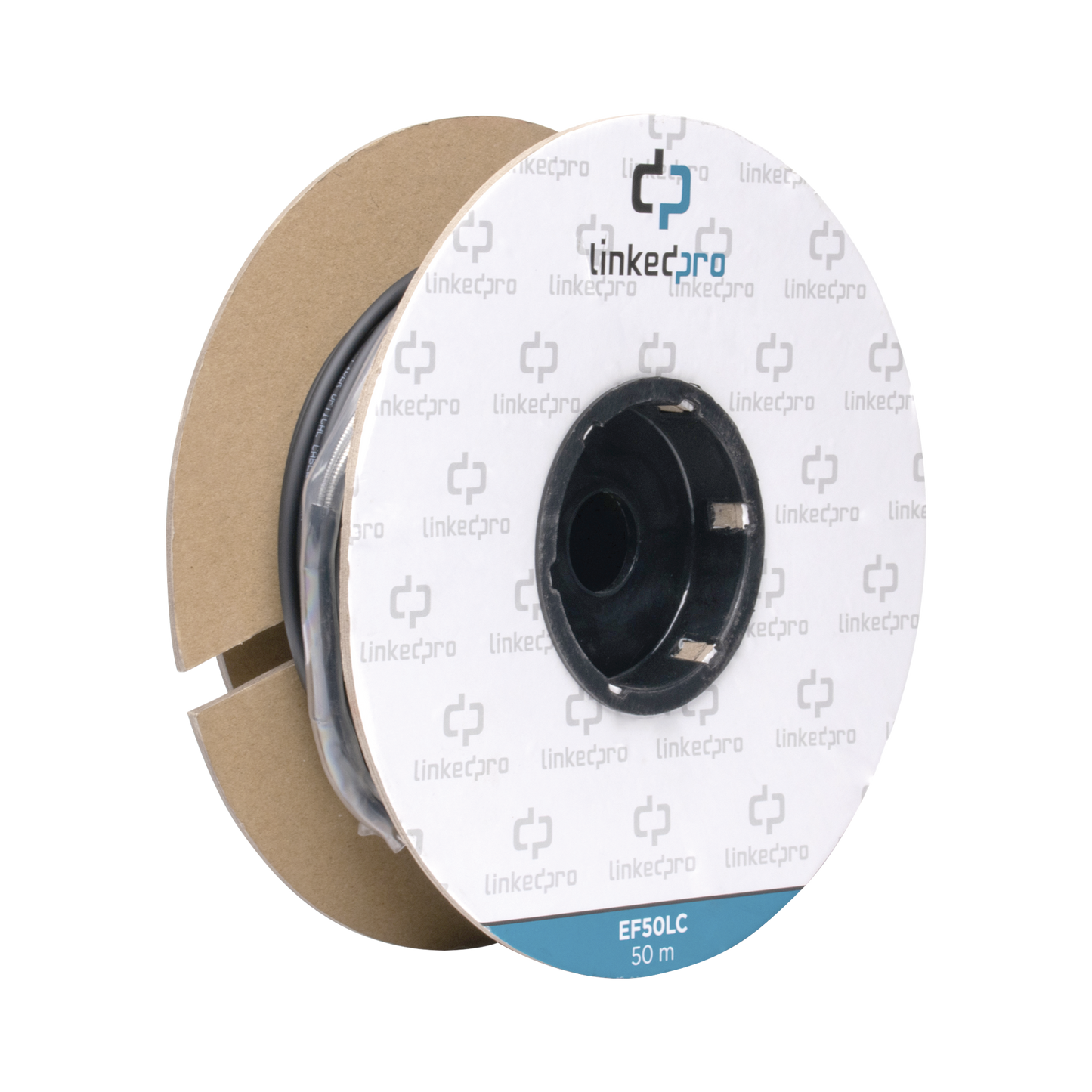 EF-50-LC|Carrete de Fibra ?ôptica Monomodo con conectores LC-LC Duplex, Reforzada con Kevlar, de 50 metros