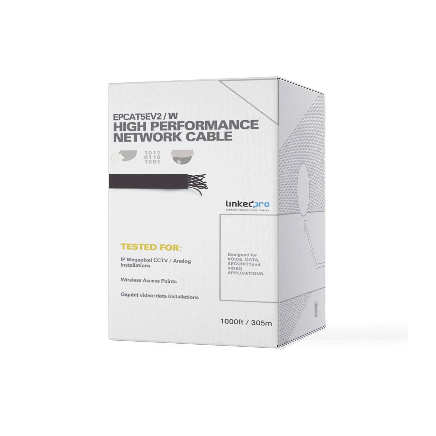 EP-CAT-5E-V2/W|Bobina de 305 m (1000 ft) Cat5e, aleación de cobre y aluminio ( CCA ) color blanco, uso interior