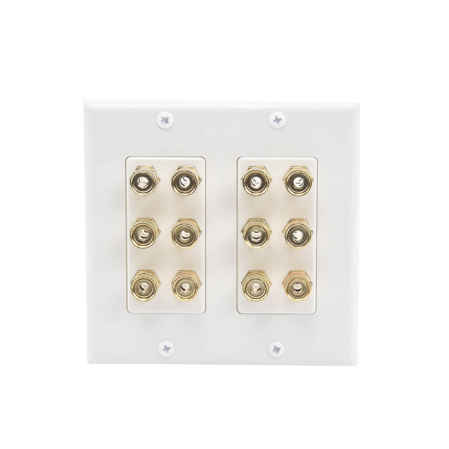 EP-WP6S|Placa de Pared | Postes de Unión Tipo Banana | Conexión para 6 Altavoces | Fácil Instalación | Conectores Chapados en Oro