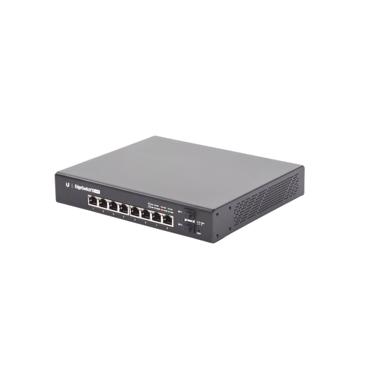 ES-8-150W|Switch EdgeMAX Administrable de 8 Puertos Gigabit con PoE+/PoE Pasivo 24V + 2 Puertos SFP, 150 W