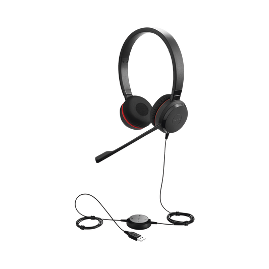 EVOLVE-30-DUO-UC|Jabra Evolve 30 Duo con conexi??n USB / 3.5mm, micr??fono con cancelaci??n de ruido y controlador en el cable con botones e indicadores LED (5399-829-309)