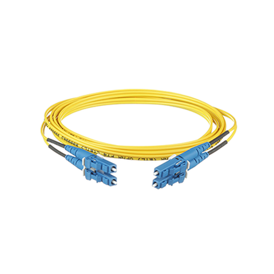 F92ERLNLNSNM003|Jumper de Fibra Optica Monomodo 9/125 OS2, LC-LC Duplex, OFNR (Riser), Color Amarillo, 3 Metros
