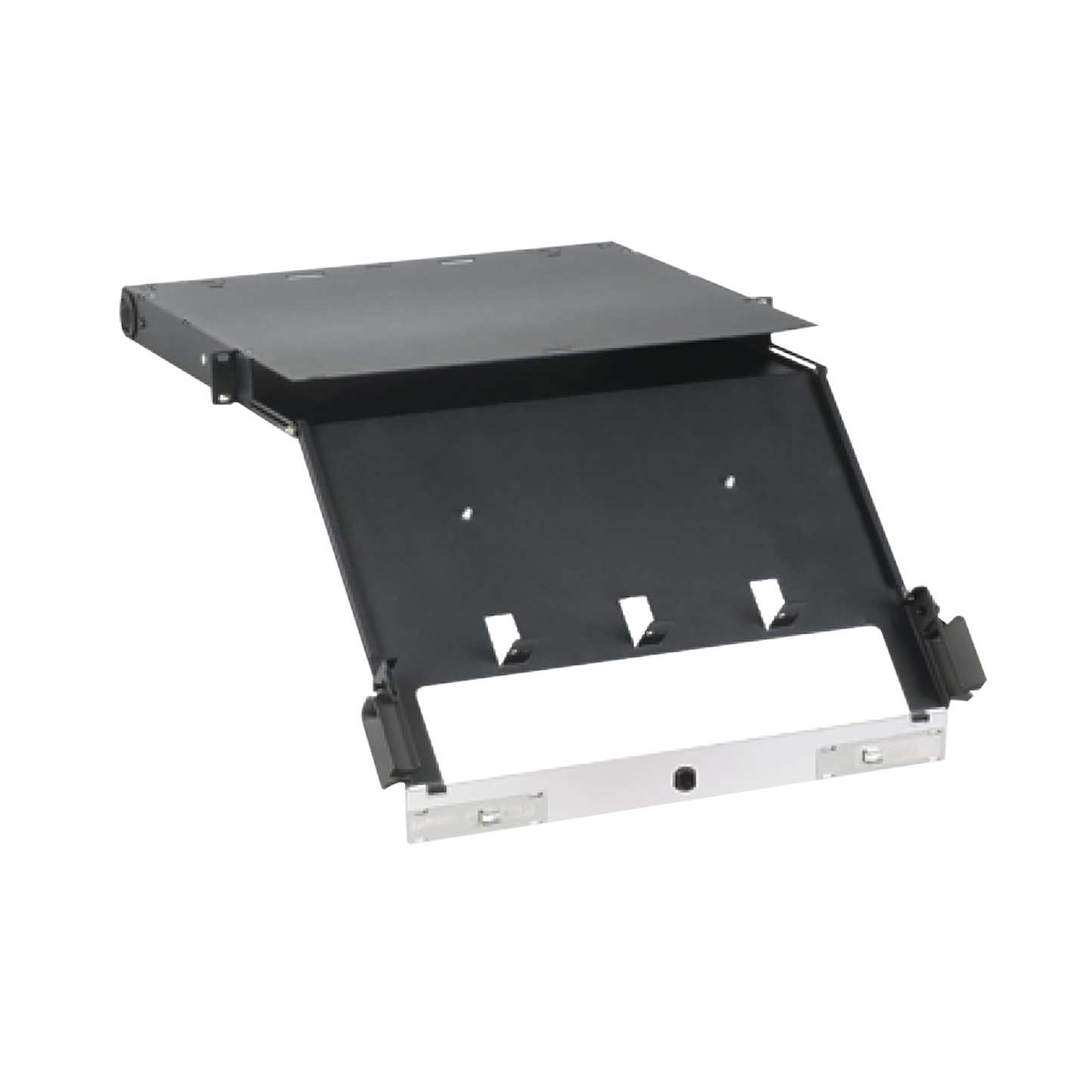 FCE1U|Panel de Distribución de Fibra Óptica, Acepta 4 Placas FAP o FMP, Bandeja Deslizable e Inclinable Hacia Abajo, Hasta 96 Fibras, Color Negro, 1UR