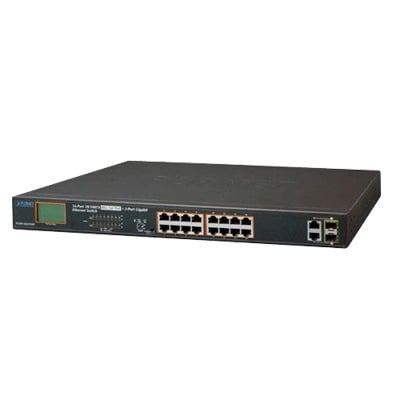 FGSW-1822VHP|Switch No Administrable PoE+ Extender, Aislamiento VLAN de 16 Puertos +, 2 Combo TP/SFP Gigabit y Pantalla