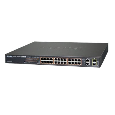 FGSW-2624HPS|Switch administrable de 24 puertos 10/100TX PoE+ y 2 puertos combo TP/SFP Gigabit