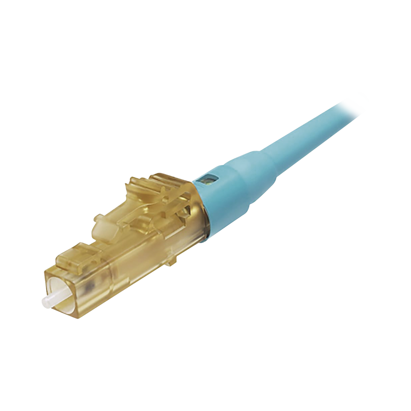 FLCSMCXAQY|Conector de Fibra Óptica LC Simplex OptiCam, Multimodo 50/125 OM3/OM4, Pre-pulido, Color Aqua