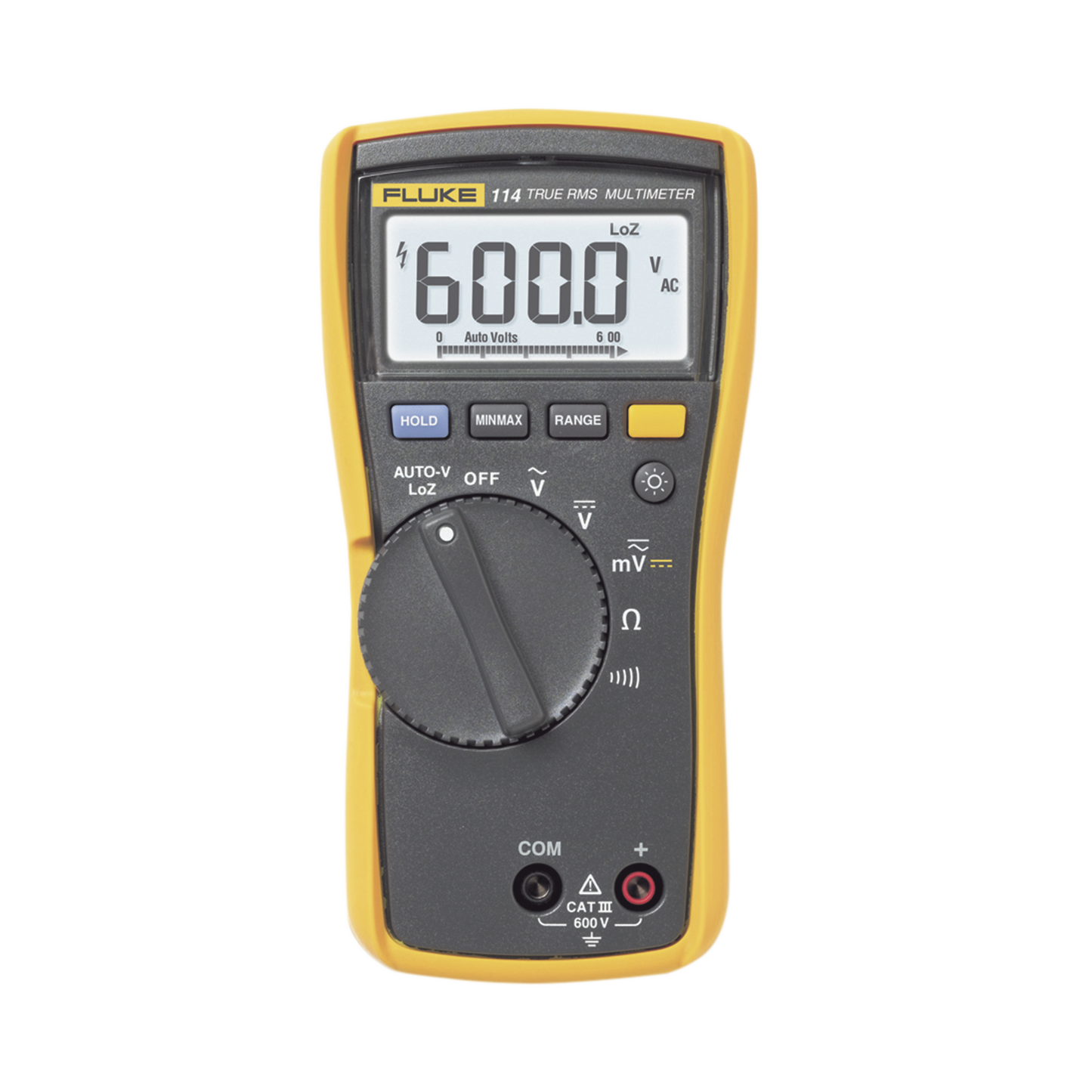 FLUKE-114|Mult?¡metro Digital B?ísico para Electricista, Uso con Voltaje M?íximo de 600 V y Pantalla LED Retroiluminada