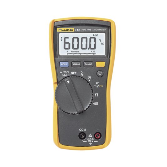 FLUKE-114|Multímetro Digital Básico para Electricista, Uso con Voltaje Máximo de 600 V y Pantalla LED Retroiluminada
