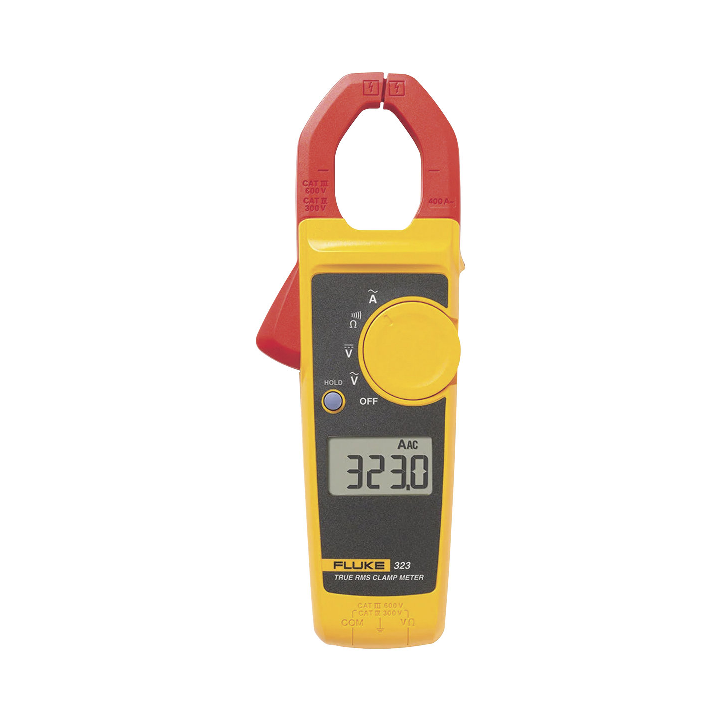 FLUKE-323|Amperimetro de Gancho de Verdadero Valor Eficaz (True RMS), Medida de Corriente en CA de 400 A y Tensi??n en CA y CC de 600V