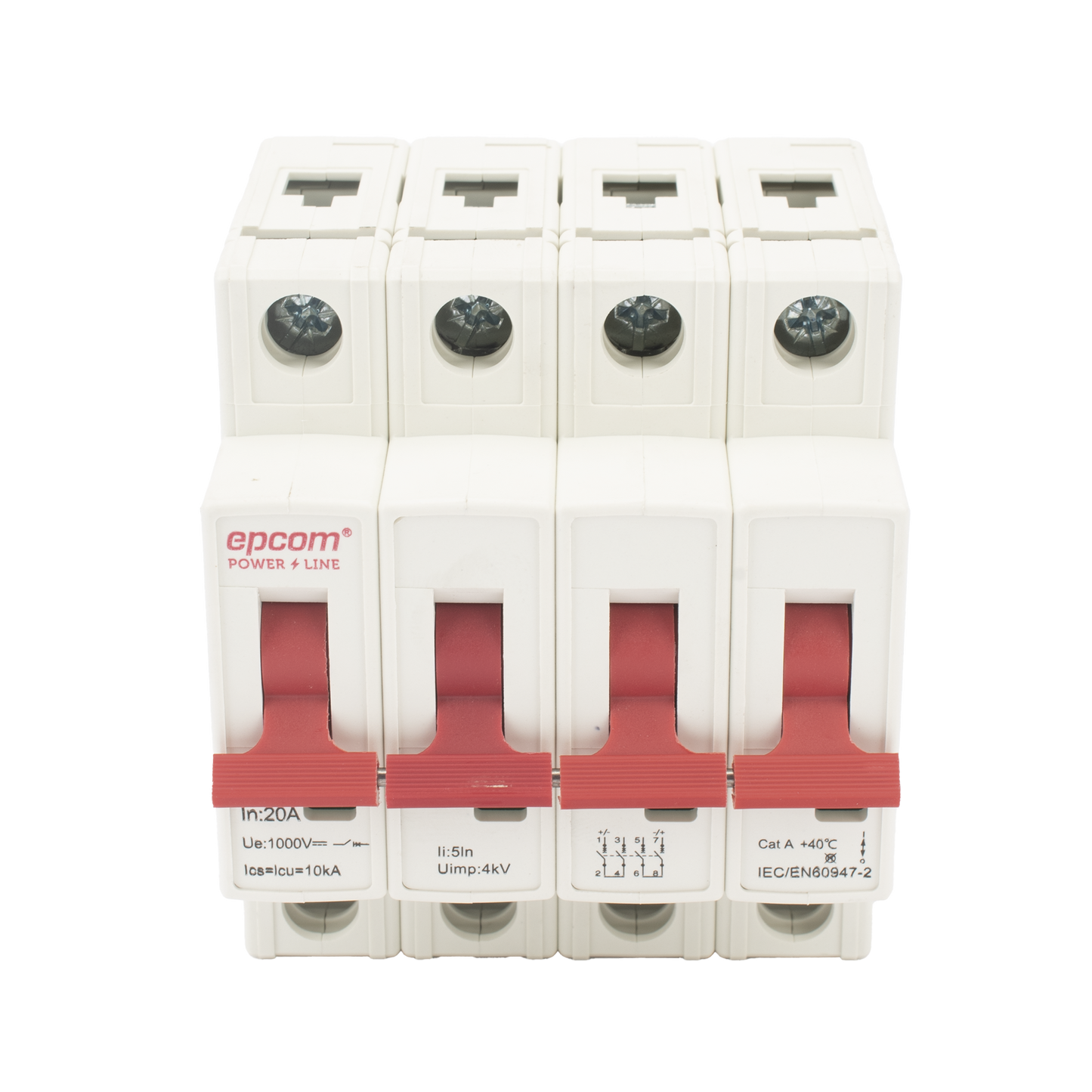 FPV634PC20|Protección Térmica 4P, 20A, Corriente Directa 1000 Vcc para Aplicación Fotovoltaica Montaje Riel DIN