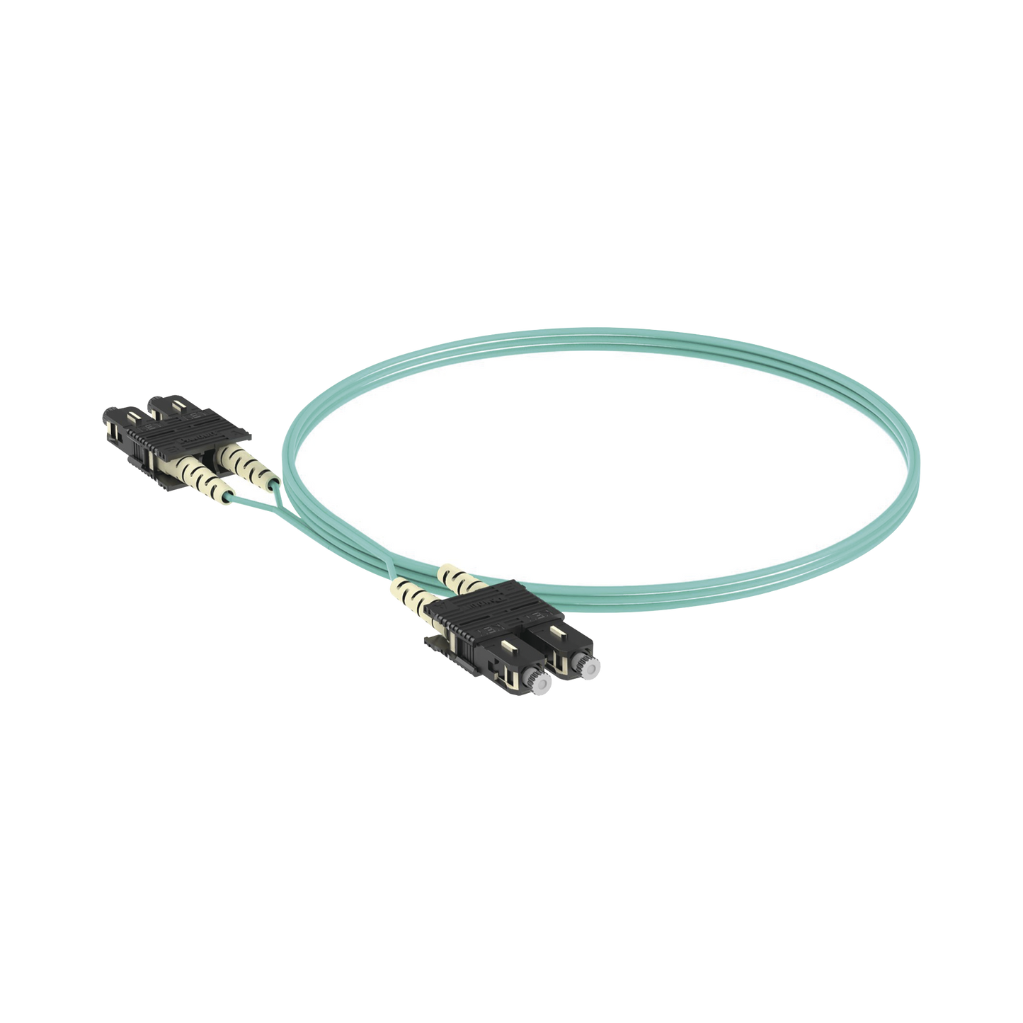 FX23RSNSNSNM003|Jumper de Fibra Optica Multimodo 50/125 OM3, SC-SC Duplex, OFNR (Riser), Color Aqua, 3 Metros