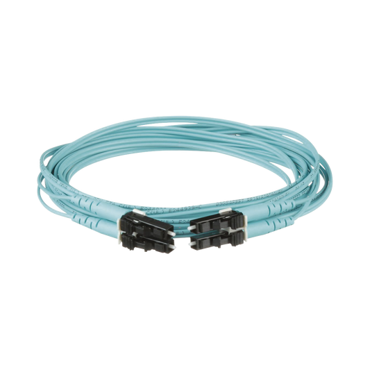 FZ2ERLNLNSNM001|Jumper de Fibra Optica Multimodo 50/125 OM4, LC-LC Duplex, OFNR (Riser), Color Aqua, 1 Metro
