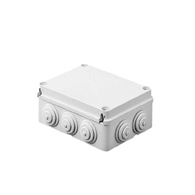GW-44-004|Caja de derivación de PVC Auto-extinguible con 6 entradas, tapa atornillada, 100x100x50 MM, (Medidas internas, mayor área permisible para e cable, Para exterior (IP55)