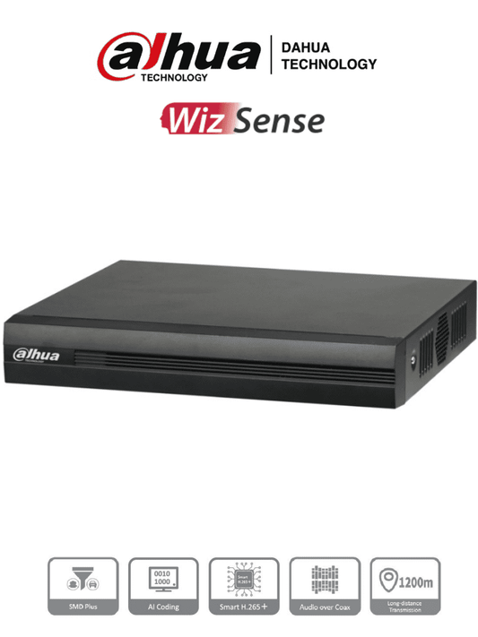 DAHUA XVR1B16H-I - DVR de 16 Canales de 5 Megapixeles Lite/ WizSense/ Cooper-I/ H.265+/ 16 Canales HDCVI +8 IP/ Hasta 24 Canales IP/ SMD Plus/ / 1 Sata de Hasta 16 TB/ Soporta CVI/AHD/TVI/ CVBS e IP/ Funciones POS/
