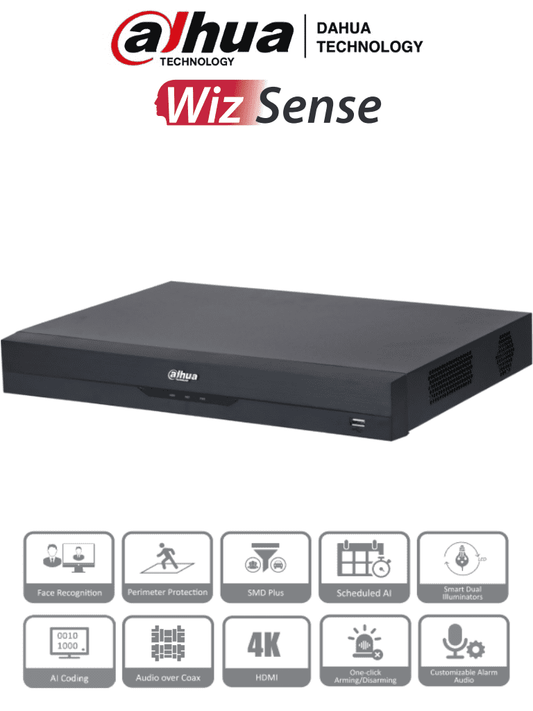 DAHUA XVR5232AN-I3 - DVR de 32 Canales de 5 Megapixeles Lite/ WizSense/ H.265+/ 2 Bah?¡as de Discos Duros/ Hasta 32 Canales IP/ 2 Ch de Reconocimiento Facial/ SMD Plus/ Codificaci??n IA/ Onvif/ Funciones IoT&POS/ Audio Bidireccional/