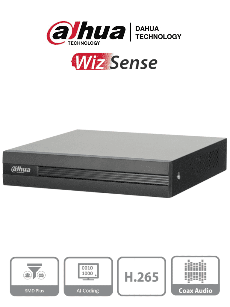 DAHUA XVR1B04H-I - DVR de 4 Canales 5 Megapixeles Lite/ WizSense/ Cooper-I/ H.265+/ 4 Canales+2 IP o Hasta 6 Canales IP/ 4 Canales con SMD Plus/ Busqueda Inteligente (Humanos y Vehiculos)/ Codificaci??n Inteligente/ 1 Puerto Sata 6TB/