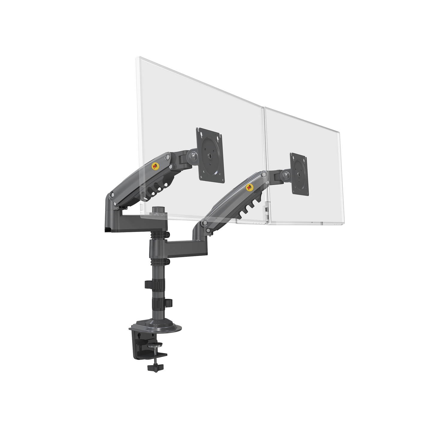 H180GNB|Montaje de Escritorio articulado para 2 monitores de 17 a 27" / Soporta hasta 19kg por monitor / Vesa 75 x 75 / 100 x 100 / Acero / Rotaci??n: 360??