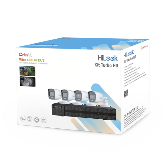 HL-1080-CV/A|Kit TurboHD 1080p / DVR 4 Canales / 4 Cámaras Bala ColorVu con Micrófono Integrado / Fuente de Poder / Accesorios de Instalación