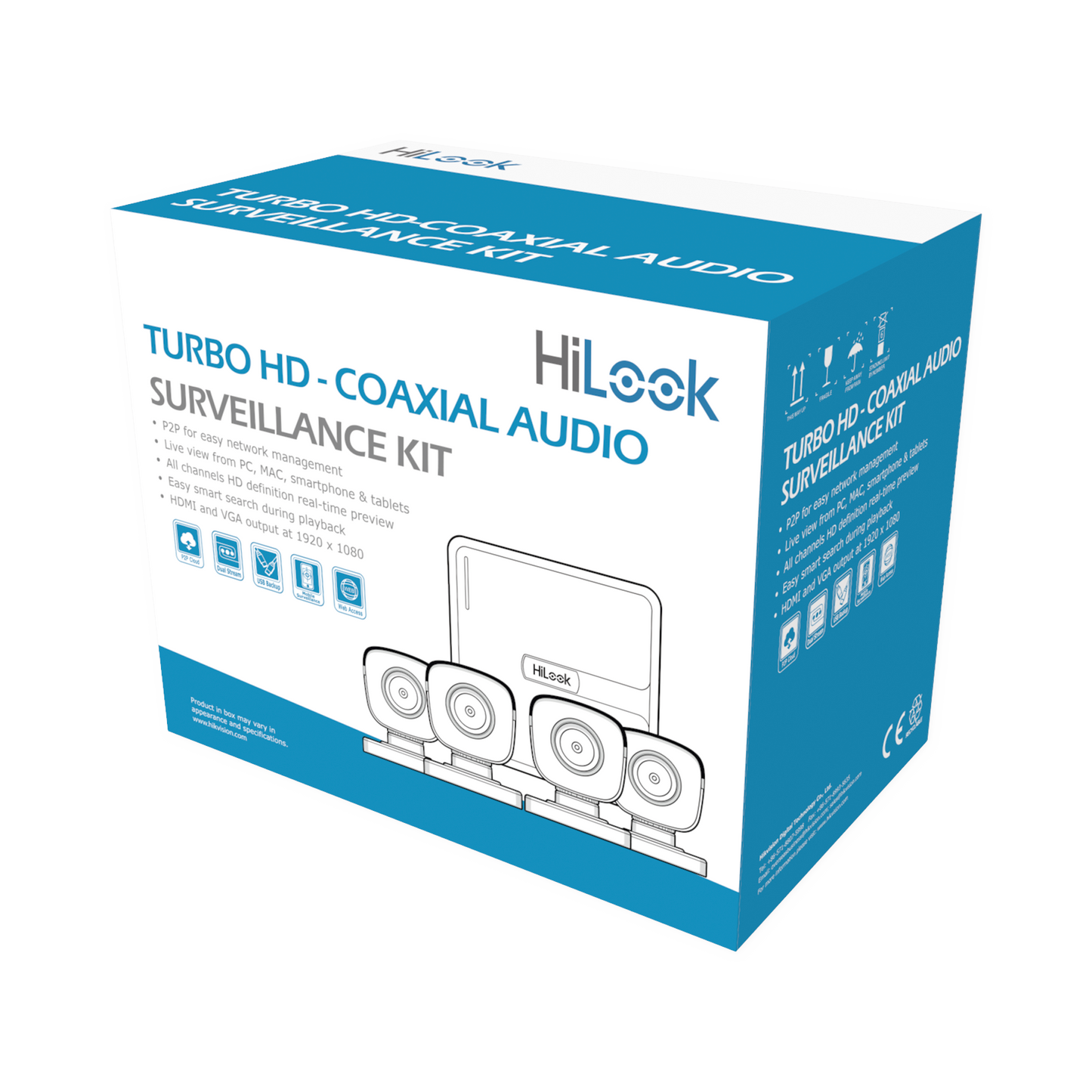 HL1080PS(C)|(MICRÓFONO Integrado) Kit TurboHD 1080p Lite / DVR 4 canales / Audio por Coaxitron / 4 Cámaras Bala de Policarbonato con Micrófono Integrado