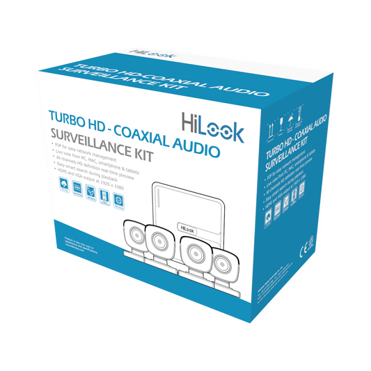 HL1080PS(C)|(MICRÓFONO Integrado) Kit TurboHD 1080p Lite / DVR 4 canales / Audio por Coaxitron / 4 Cámaras Bala de Policarbonato con Micrófono Integrado