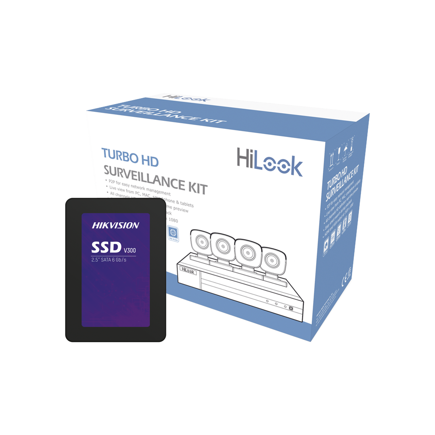 HL24LQKITS-M(B)/1TB|KIT TurboHD 1080p + SSD de 1 TB (1024 GB) / DVR 4 canales / 4 Cámaras Bala de Metal / Fuente de Poder / Accesorios de Instalación