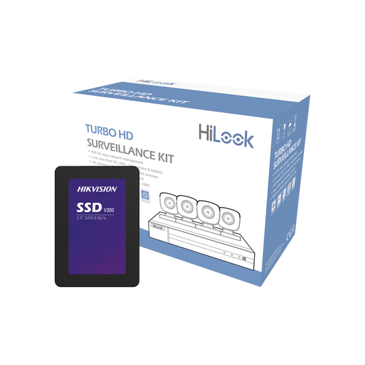 HL24LQKITS-M(B)/1TB|KIT TurboHD 1080p + SSD de 1 TB (1024 GB) / DVR 4 canales / 4 Cámaras Bala de Metal / Fuente de Poder / Accesorios de Instalación