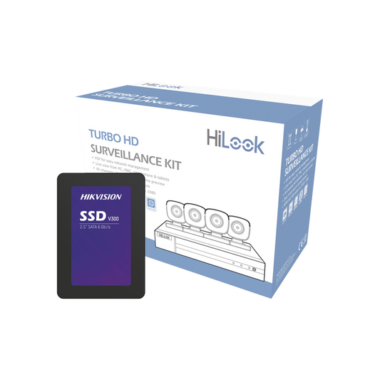 HL24LQKITS-M(B)/512GB|KIT TurboHD 1080p + SSD de 500 GB / DVR 4 canales / 4 Cámaras Bala de Metal / Fuente de Poder / Accesorios de Instalación