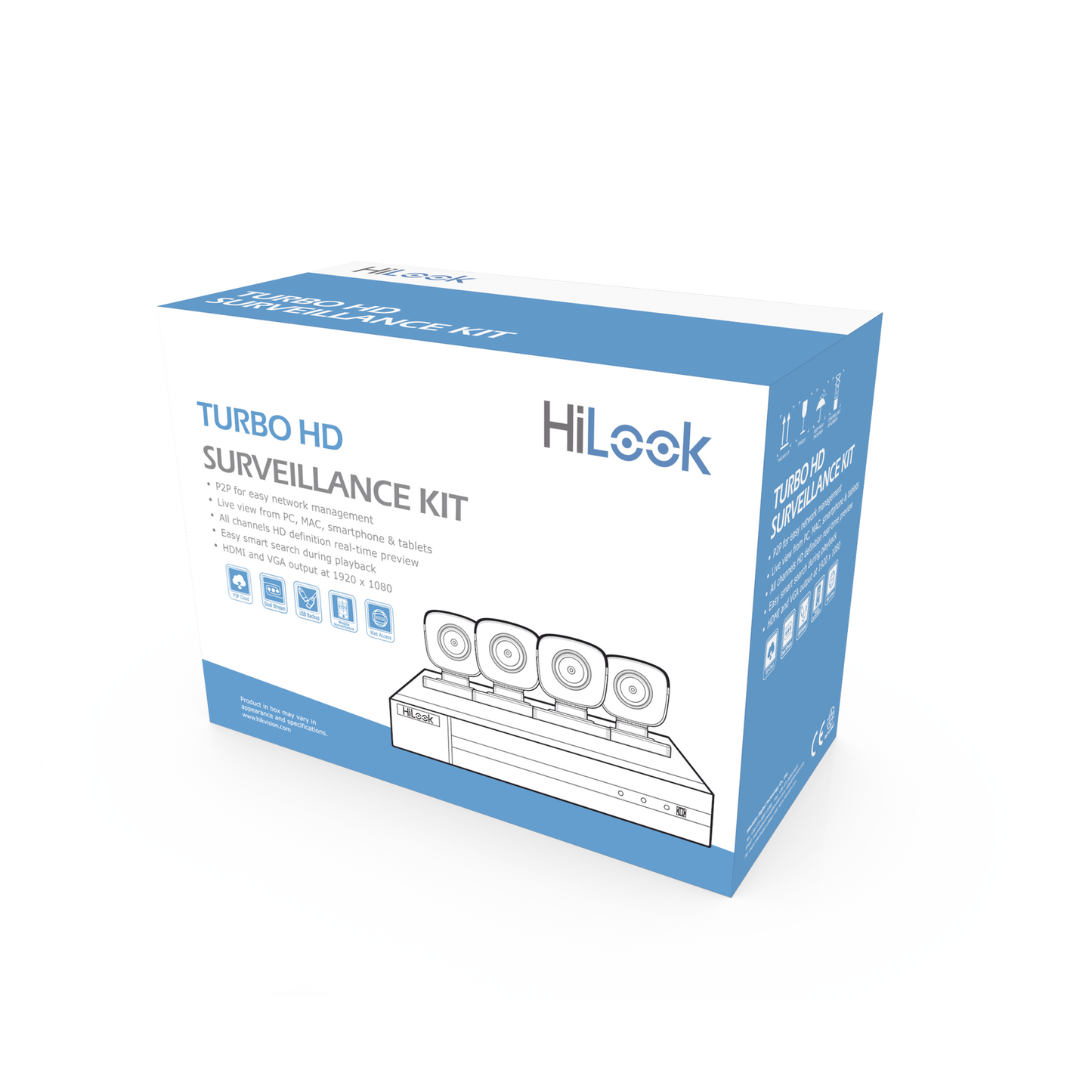 HL28LQKITS-M(B)|KIT TurboHD 1080p / DVR 8 canales con H.265+ / 4 Cámaras Bala Metálicas / Fuente de Poder / Accesorios de Instalación