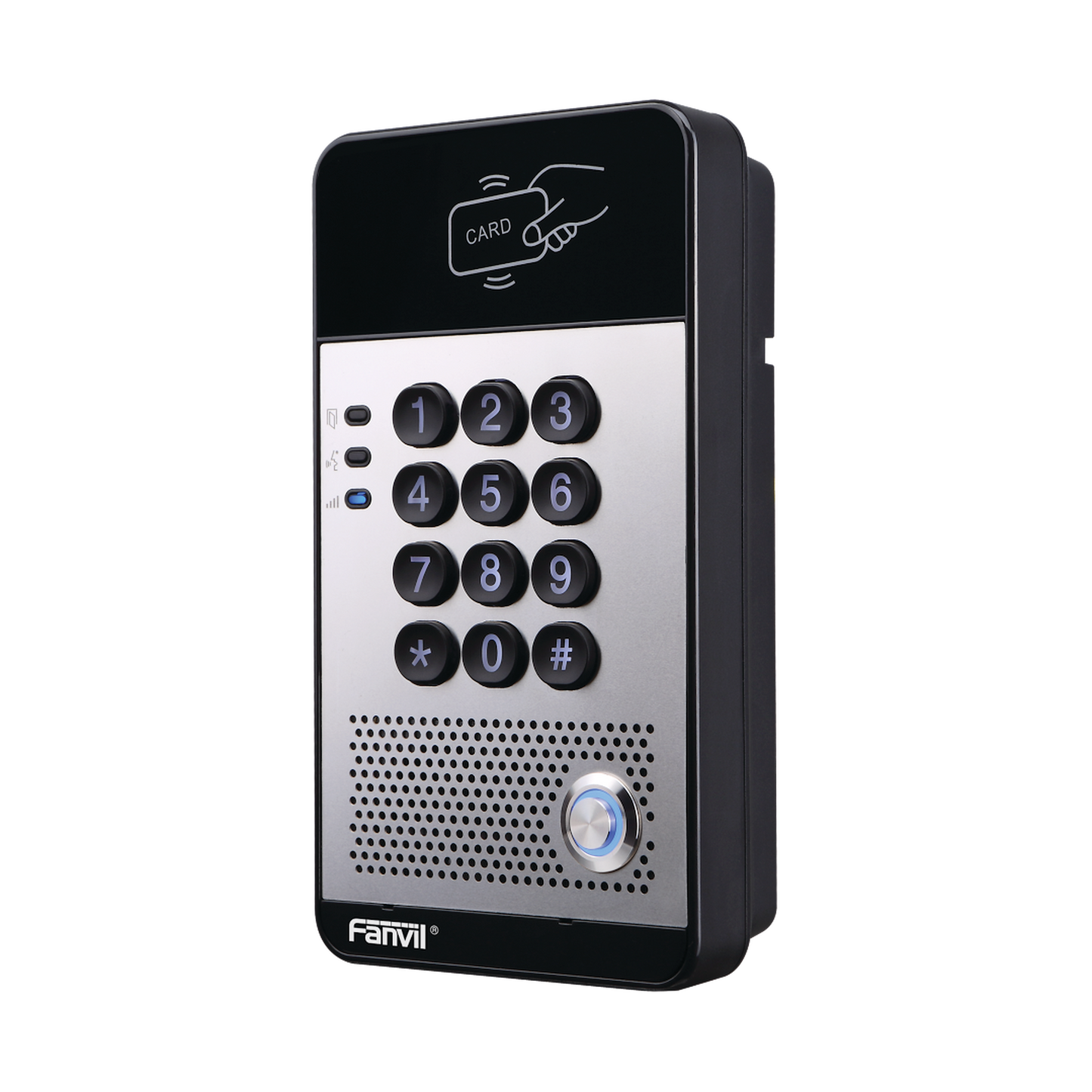 I20S|Audio Portero IP con 2 l?¡neas SIP, relevador integrado, teclado num?®rico y lectora de tarjetas RFID para control de acceso, PoE