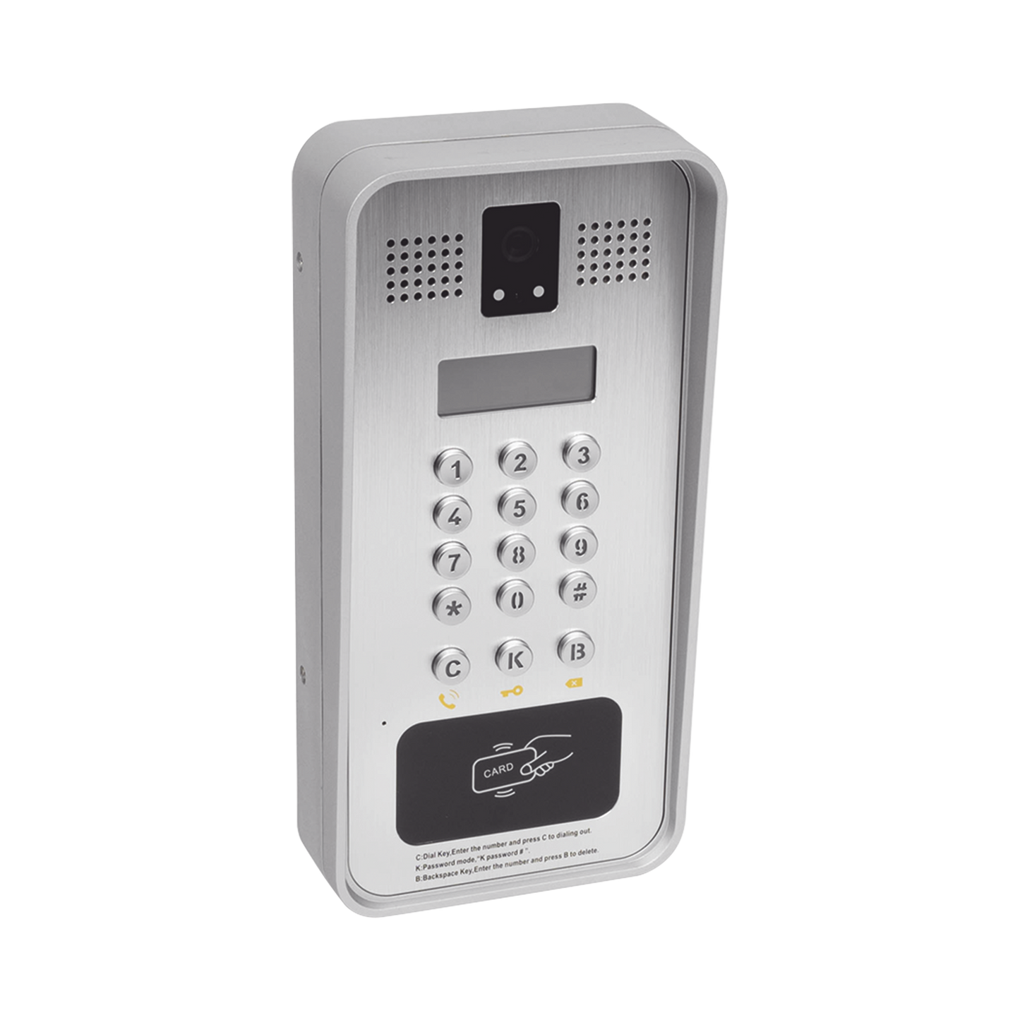 I33V|Video portero IP/SIP Con C?ímara y pantalla LCD, 2 Relevadores Integrados (entrada y salida), Onvif y lector de tarjetas RFID, puerto WIEGAND (entrada).