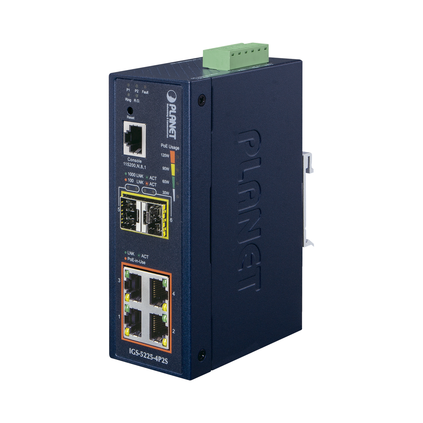 IGS-5225-4P2S|Switch Industrial Administrable Capa 2, 4 Puertos PoE 802.3af/at 10/100/1000T, 2 Puertos SFP 100/1000X