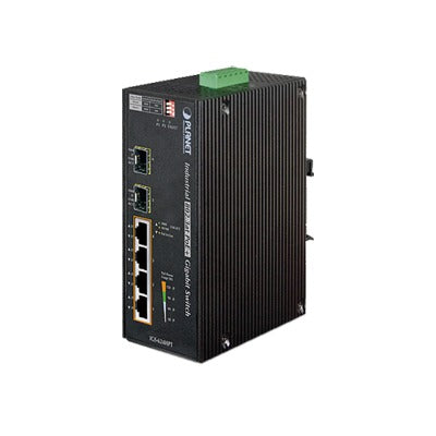 IGS-624HPT|Switch PoE Industrial No Administrable de 4 Puertos PoE 10/100/1000T 802.3at, 2 Puertos SFP 10/1000X