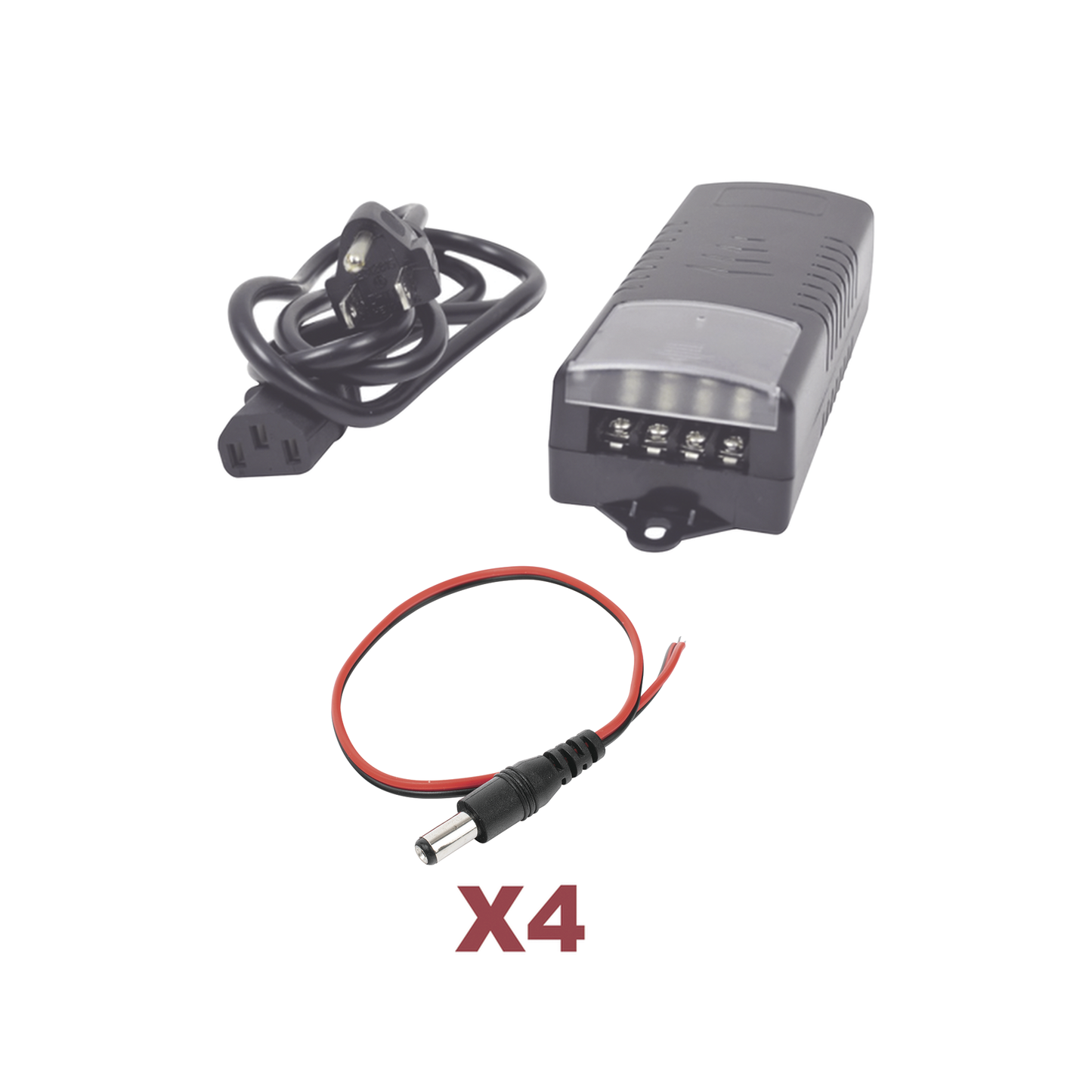 K1-PS12DC4C|Kit con fuente EPCOM con salida de 12 Vcc a 5 Amper con 4 salidas / Incluye conectores