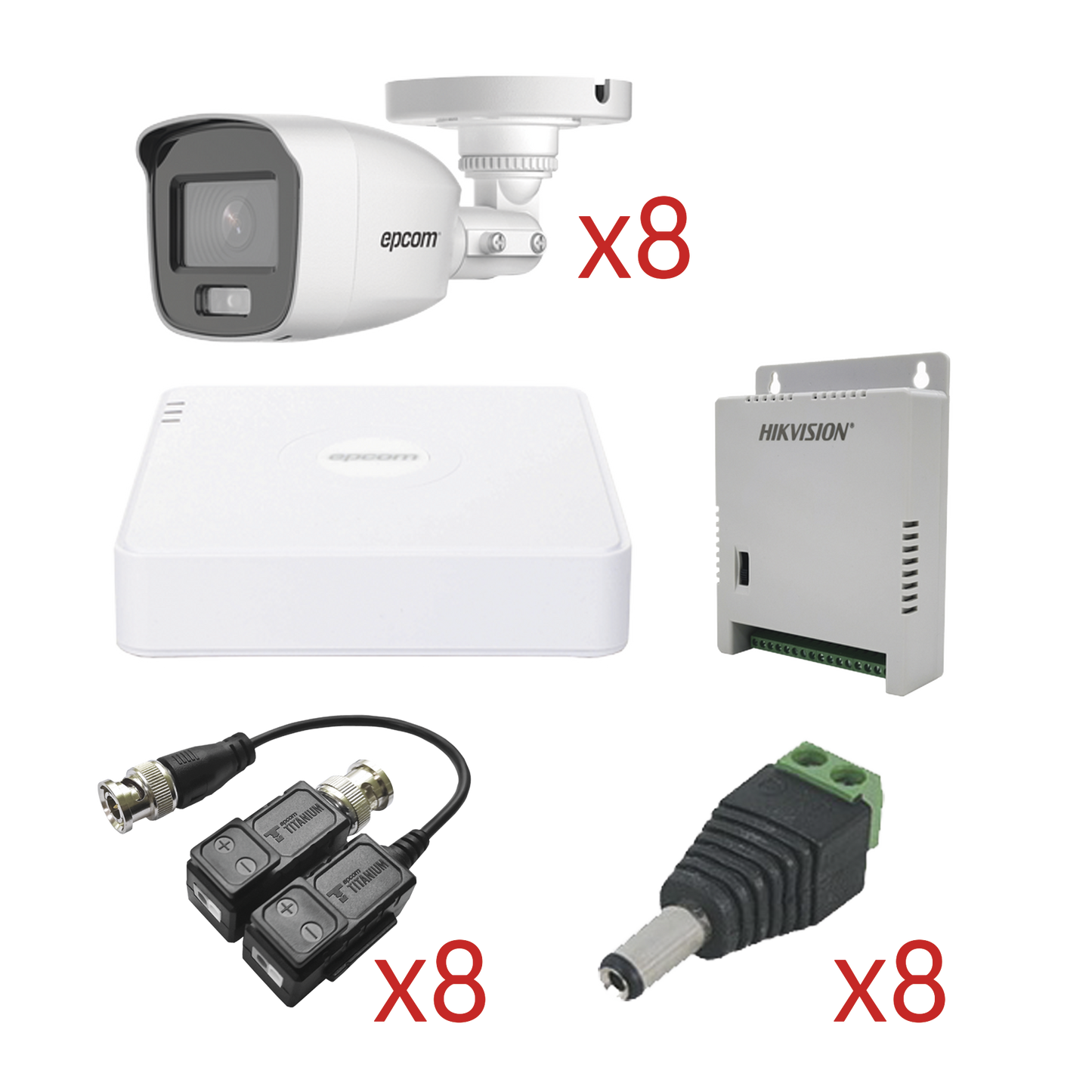 KESTG8T8BG/A|KIT TurboHD con Audio 1080p / DVR 8 Canales 1080p lite / 8 C?ímaras Bala (exterior 2.8 mm) / Transceptores / Conectores / Fuente de Poder / AUDIO POR COAXITRON
