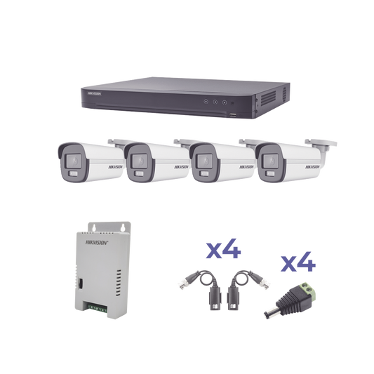 KH1080P4BC|KIT COLORVU TURBOHD 1080p / DVR 4 Canales / 4 Cámaras Bala (exterior) lente 2.8mm / Fuente de poder profesional / Transceptores de video y Accesorios de corriente