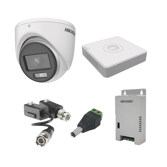 KH1080PL4EC|KIT COLORVU TURBOHD 1080pLite / DVR 4 Canales / 4 Cámaras Eyeball (exterior) / Transceptores / Conectores / Fuente de Poder Profesional