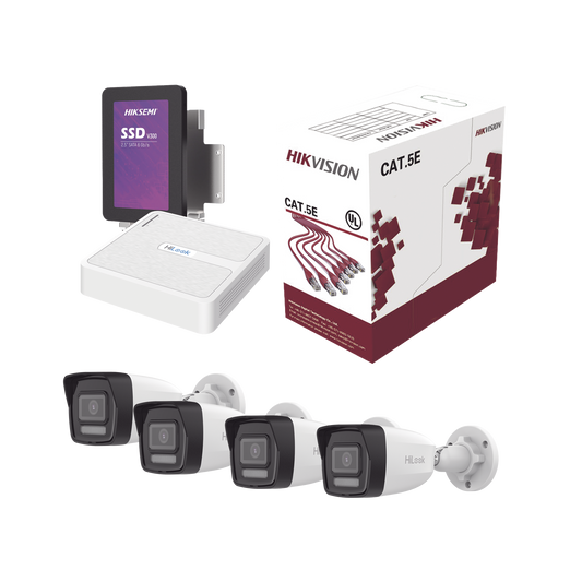 KHL4B/1TB|Kit IP 4 Megapixel / NVR de 4 Canales / 4 Cámaras IP / Bobina de Cable de 100 mts / Disco Duro 1 TB