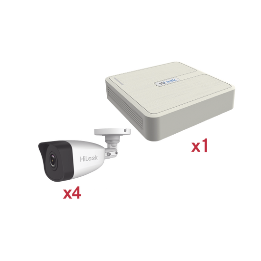 KIP2MP/4B|Kit IP 1080p (2 Megapixel) / NVR de 4 Canales con 4 Puertos PoE / 4 Cámaras IP Bala para Exteior
