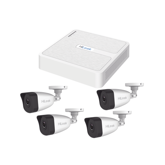 KIP4MP/4B|Kit IP 4 Megapixel / NVR de 4 Canales con 4 Puertos PoE / 4 Cámaras IP con Micrófono Integrado / Bala para Exterior