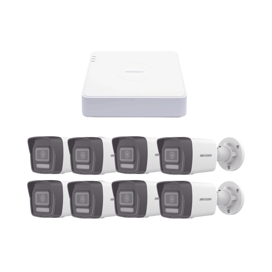 KIPCV2M/8B|Kit IP 1080p (2 Megapixel) / NVR de 8 Canales con 8 Puertos PoE / 8 Cámaras IP Bala ColorVu Lite y ACUSENSE Lite / Micrófono Integrado