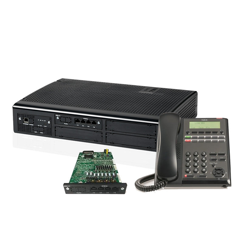 NEC-BE118940 | Kit Básico de 308 SL2100 Hibrido (LA), 3 Lineas Analogas, Telefono color negro + 8 Ext Hibridas NEC