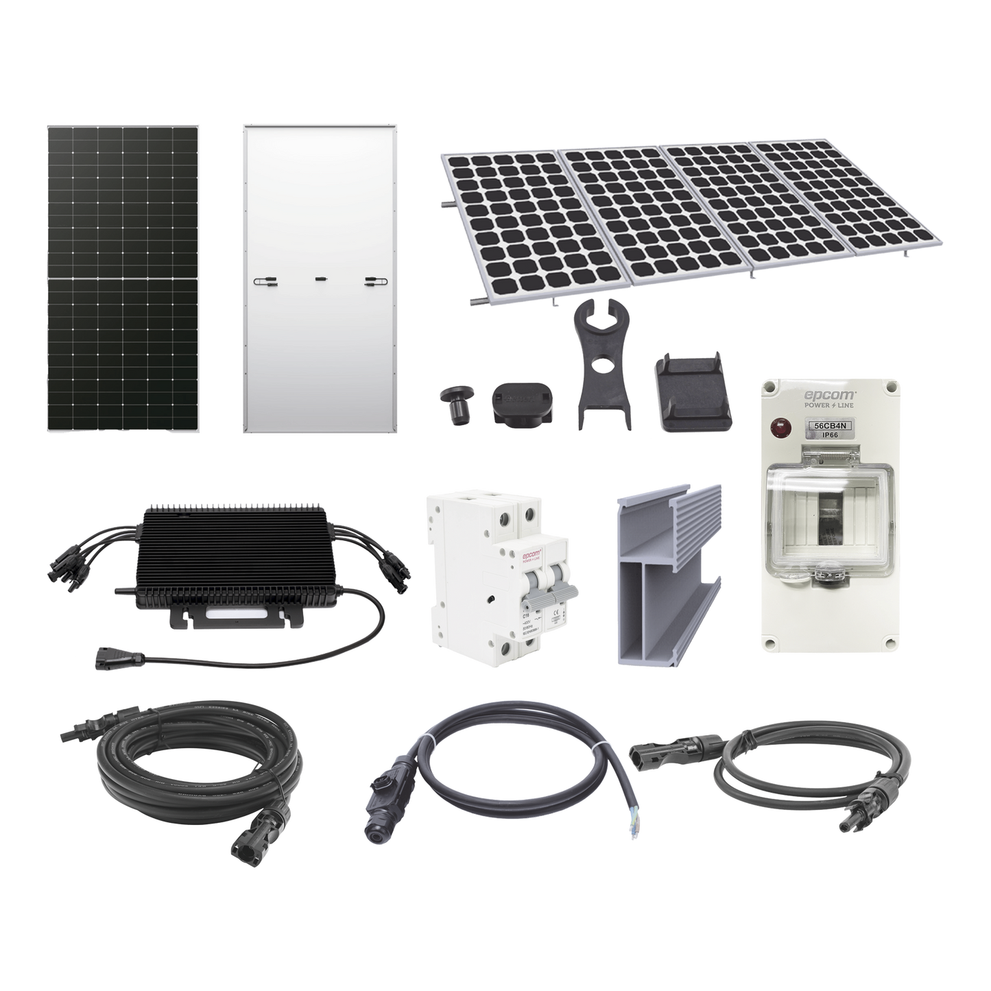 KITHMS2K575|Kit Solar para Interconexión de 2.2KW de Potencia Pico 220Vcc con Microinversor y 4 Módulos de 575 W (Incluye Montaje y Protecciones)