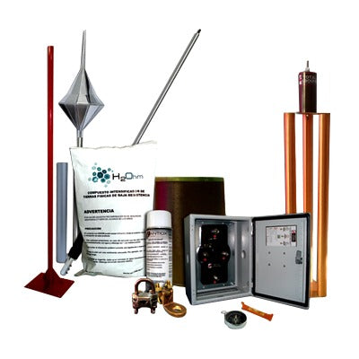 KIT-MASTER-01|Kit Pararrayo con Punta en Aluminio con Accesorios para Protección de Diámetro de 160 m.